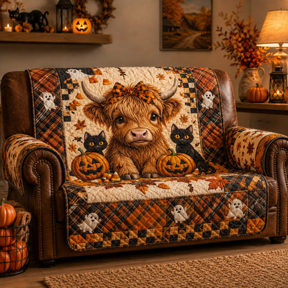 Spooky Halloween Highland Calf Quilted Sofa Cover NCU0HH2094
