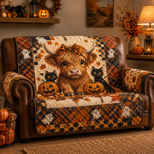 Spooky Halloween Highland Calf Quilted Sofa Cover NCU0HH2094