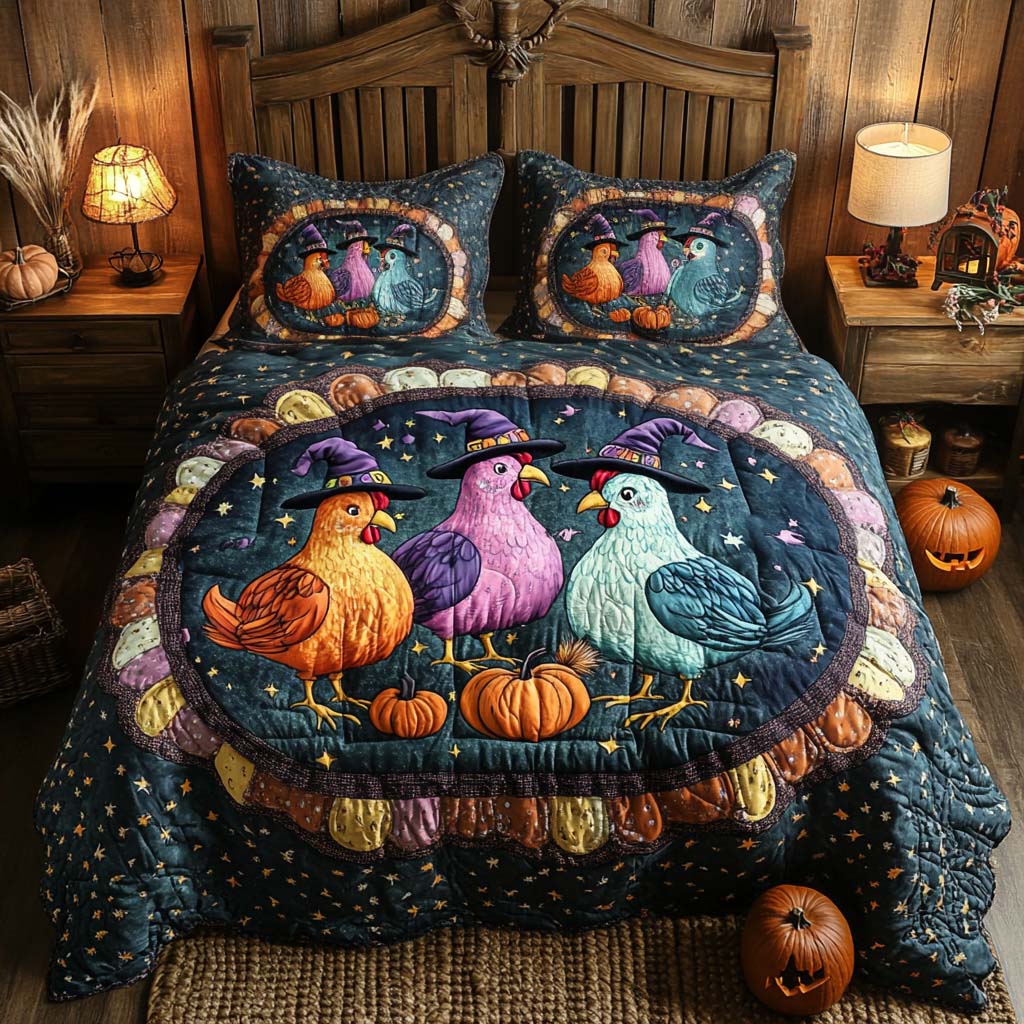 Spooky Harvest Charm 3-Piece Quilted Bedding Set NCU0XD230