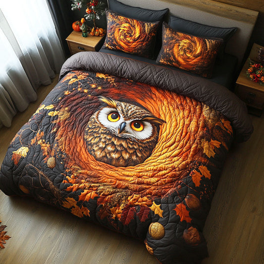 Spooky Owl 3-Piece Quilted Bedding Set NCU0TD517
