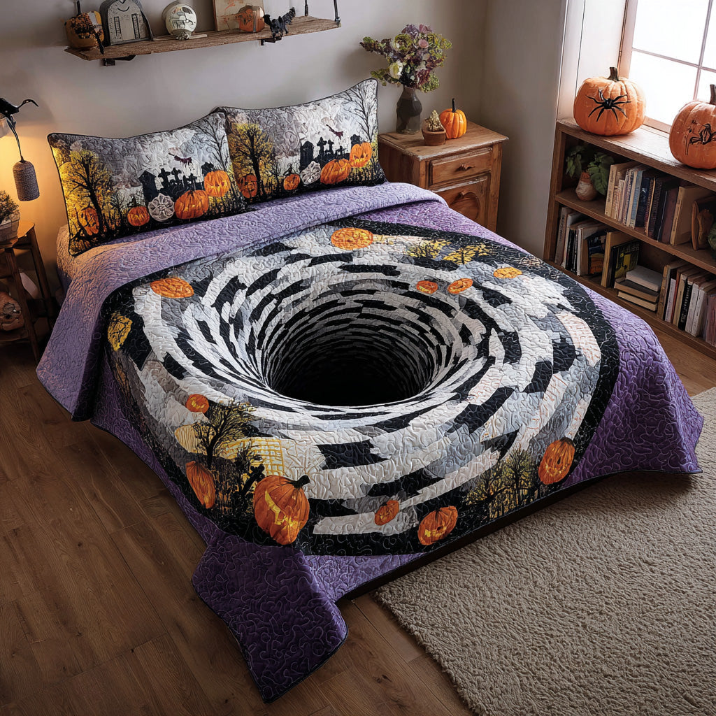 Spooky Swirl 3-Piece Quilted Bedding Set NCU0DV7573