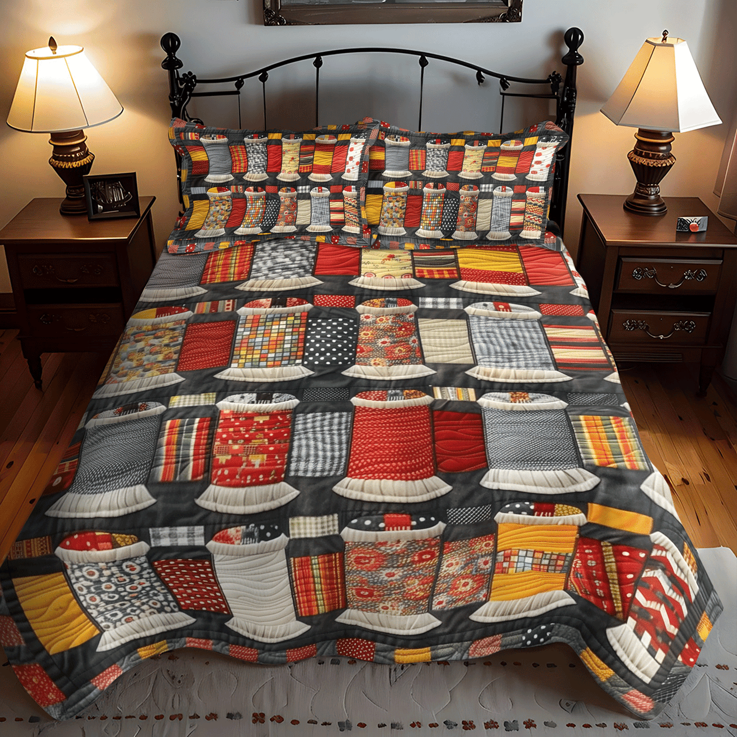 Spool Artistry 3-Piece Quilted Bedding Set NCU0TH1308