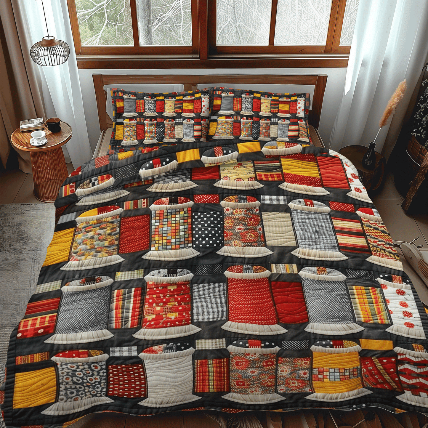 Spool Artistry 3-Piece Quilted Bedding Set NCU0TH1308