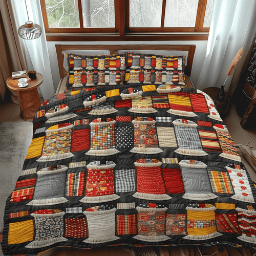 Spool Artistry 3-Piece Quilted Bedding Set NCU0TH1308