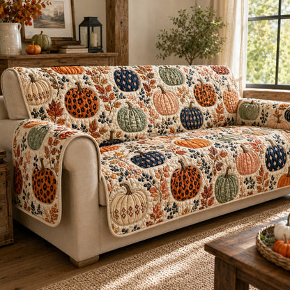 Spotted Pumpkins Quilted Sofa Cover NCU0VL3789