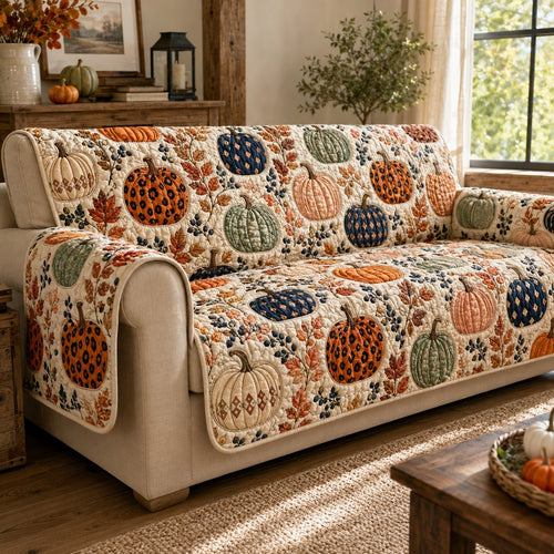 Spotted Pumpkins Quilted Sofa Cover NCU0VL3789