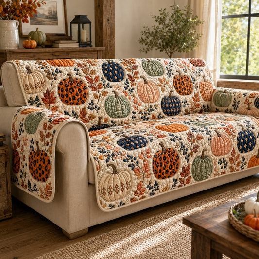 Spotted Pumpkins Quilted Sofa Cover NCU0VL3789