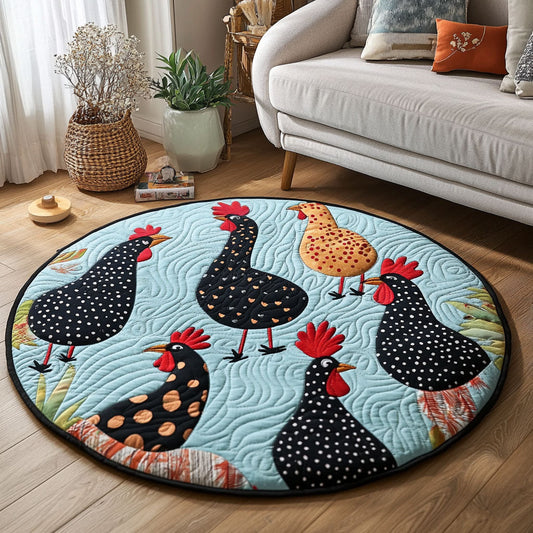 Spotted Roosters Quilted Round Mat NCU0NT4554