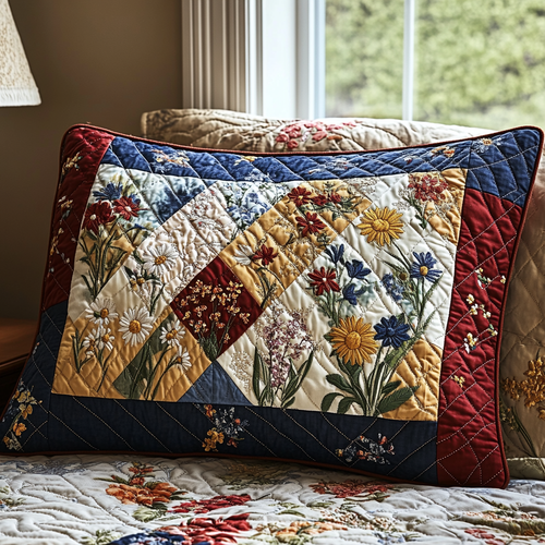 Spring Flowers Patchwork Quilted Bedding Pillow Case NCU0DV5174