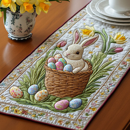 Spring Basket Bunny Quilted Table Runner NCU0NT4818