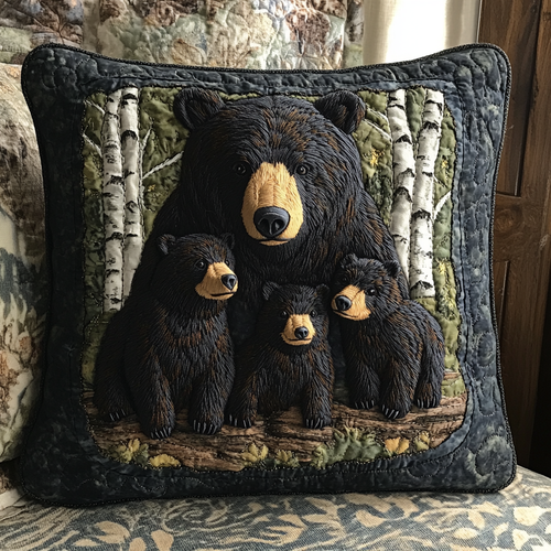 Spring Bear Family Quilted Pillow Case NCU0DV4890