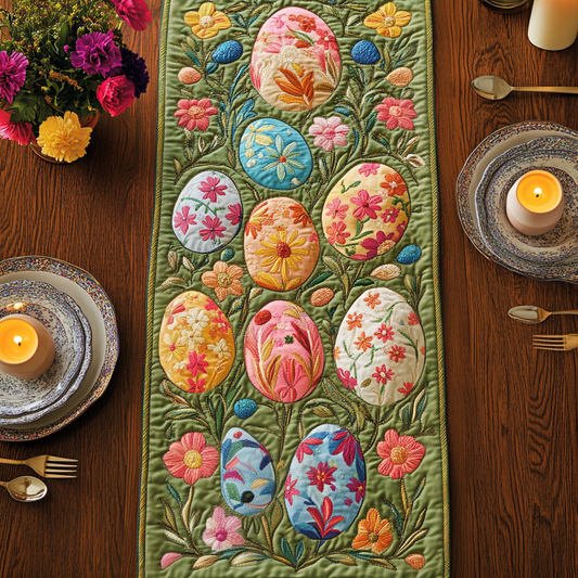 Spring Bloom Eggs Quilted Table Runner NCU0VH2845