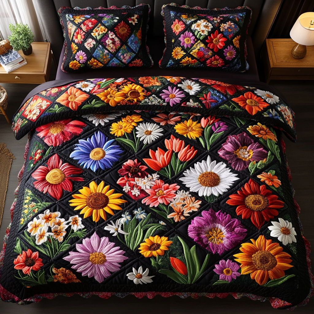 Spring Blossom 3-Piece Quilted Bedding Set NCU0DK6060