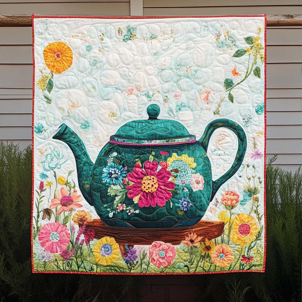 Spring Blossom Teapot Art Quilt Hanging NCU0NT839