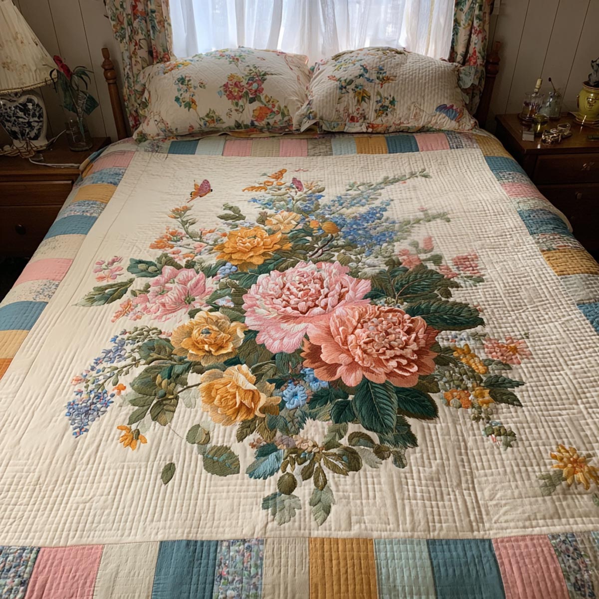 Spring Bouquet 3-Piece Quilted Bedding Set NCU0DV9337