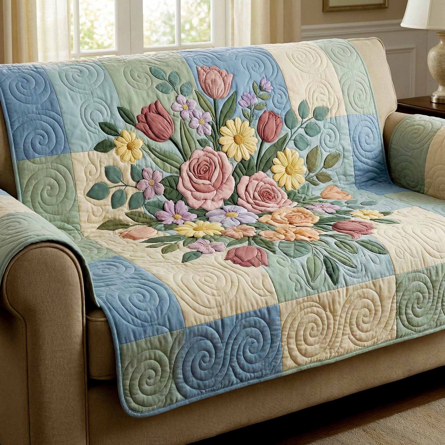 Spring Bouquet Quilted Sofa Cover NCU0XD2442