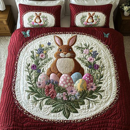 Spring Bunny 3-Piece Quilted Bedding Set NCU0DK3479