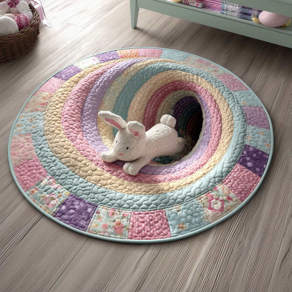 Spring Bunny Escape Quilted Round Mat NCU0PT11501