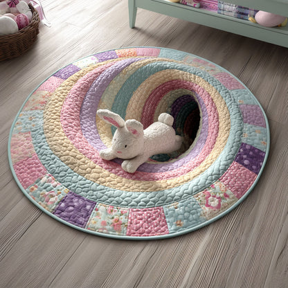 Spring Bunny Escape Quilted Round Mat NCU0PT11501