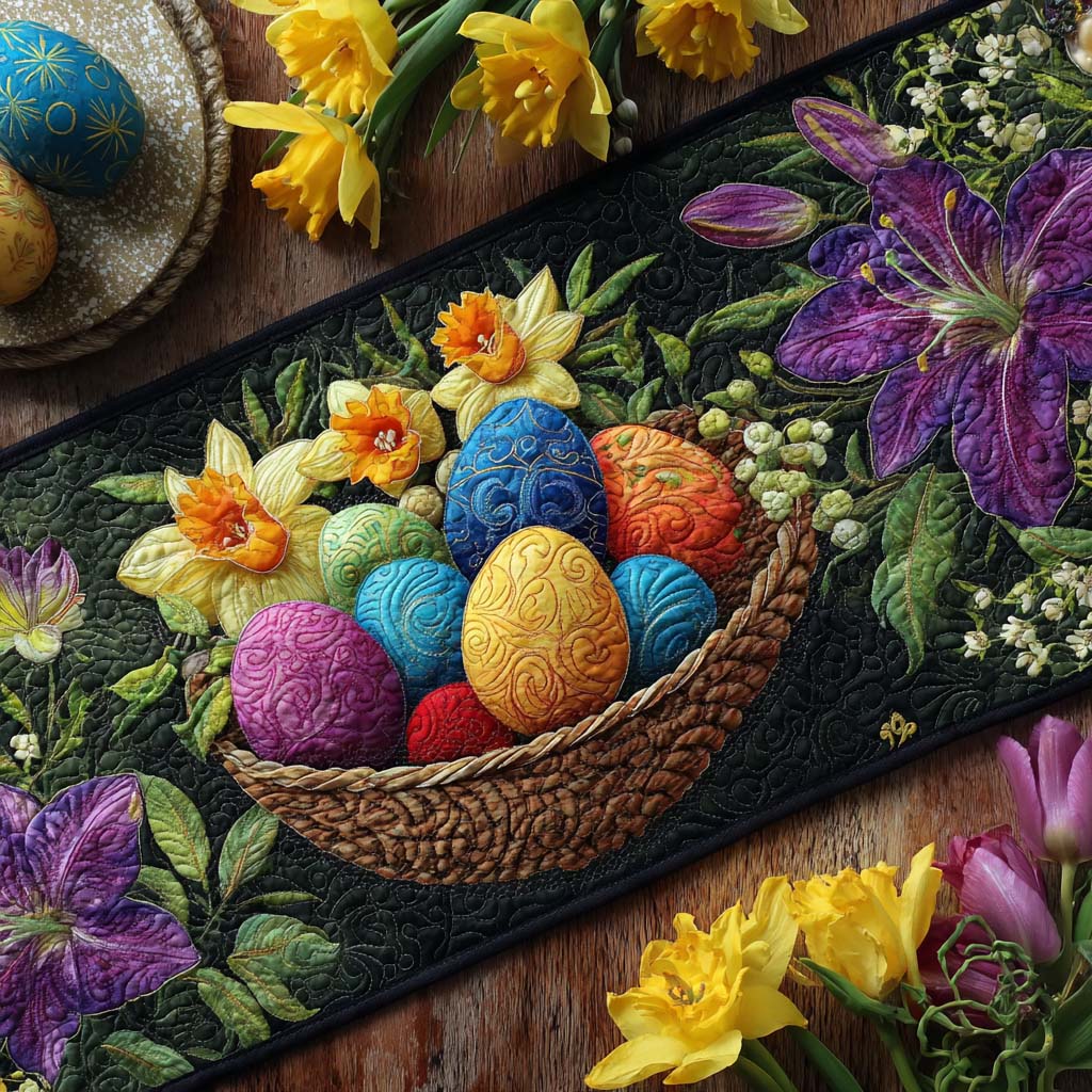 Spring Bunny Parade Quilted Table Runner NCU0NT12273