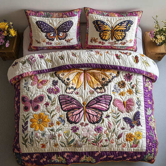Spring Butterfly 3-Piece Quilted Bedding Set NCU0TD2484