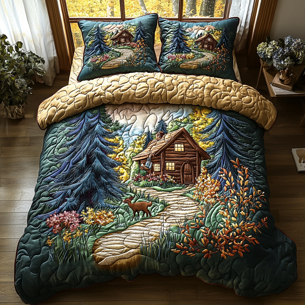 Spring Cabin 3-Piece Quilted Bedding Set NCU0DV6064