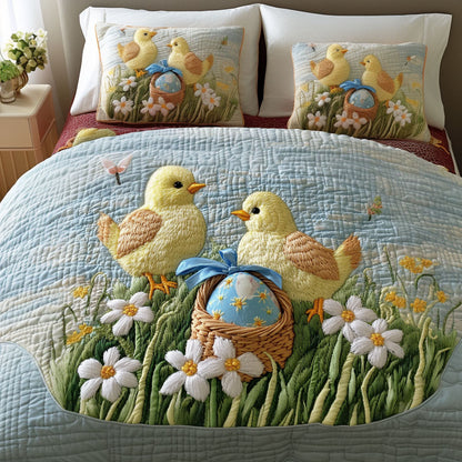 Spring Chicks 3-Piece Quilted Bedding Set NCU0NT4825