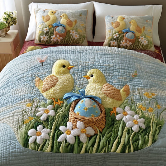 Spring Chicks 3-Piece Quilted Bedding Set NCU0NT4825