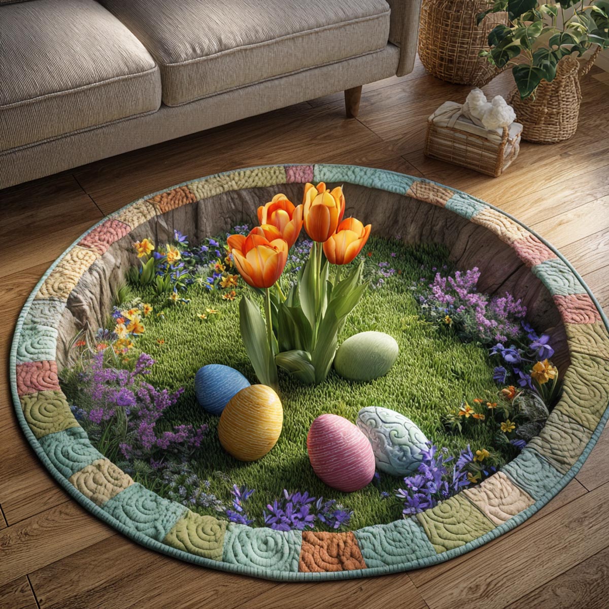 Spring Circle Quilted Round Mat NCU0DV9397
