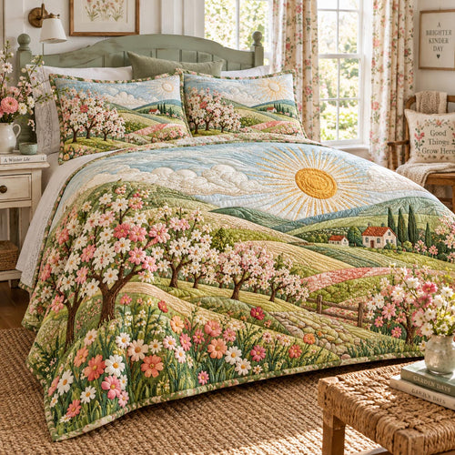 Spring Countryside Bloom 3-Piece Quilted Bedding Set NCU0DV10302