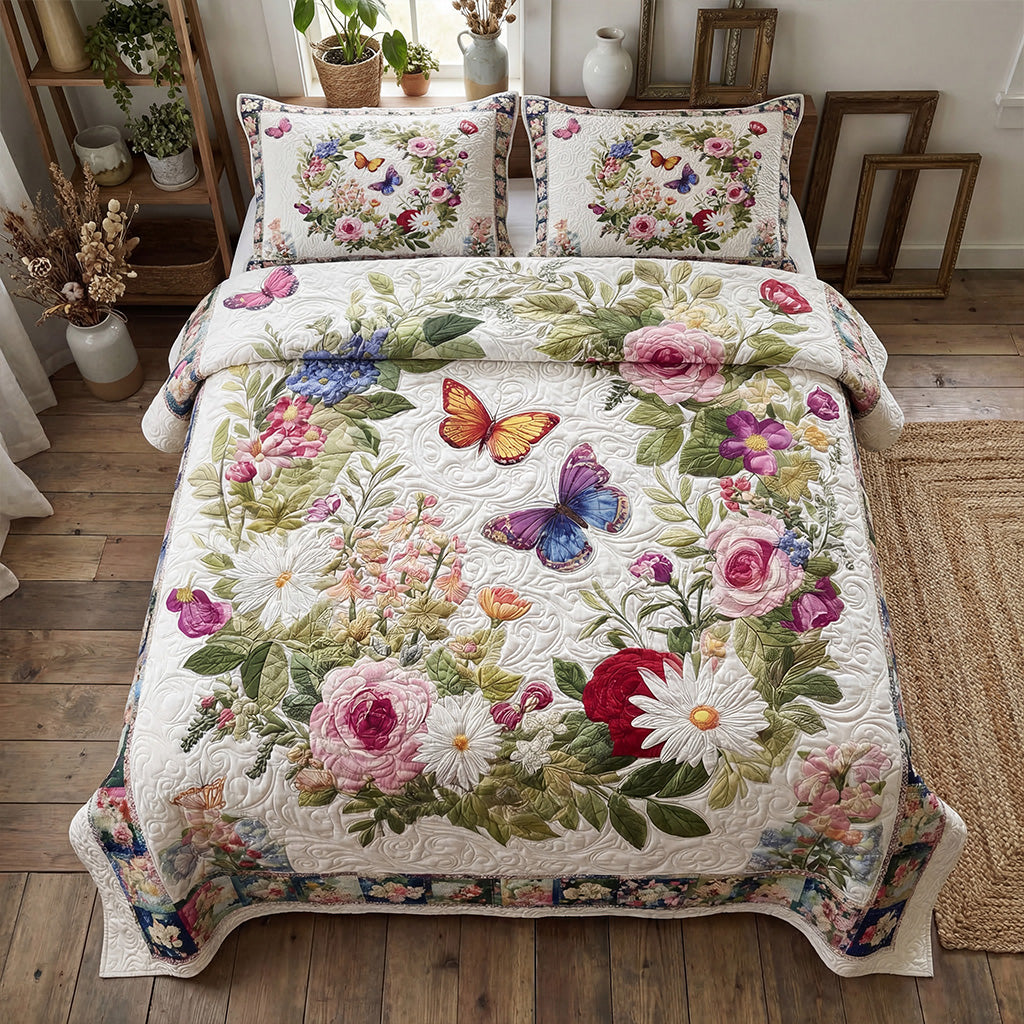 Spring Floral Escape 3-Piece Quilted Bedding Set NCU0PT11531