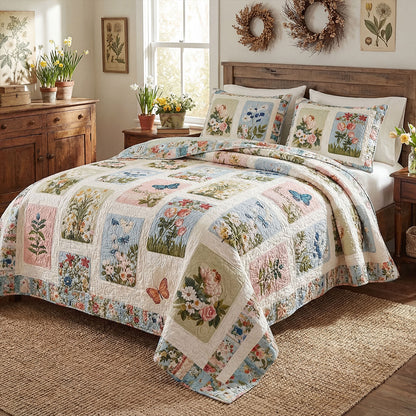 Spring Floral Haven 3-Piece Quilted Bedding Set NCU0PT11532