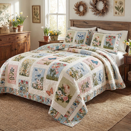 Spring Floral Haven 3-Piece Quilted Bedding Set NCU0PT11532