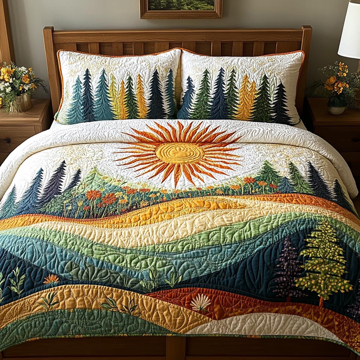 Spring Forest Retreat 3-Piece Quilted Bedding Set NCU0DV9547