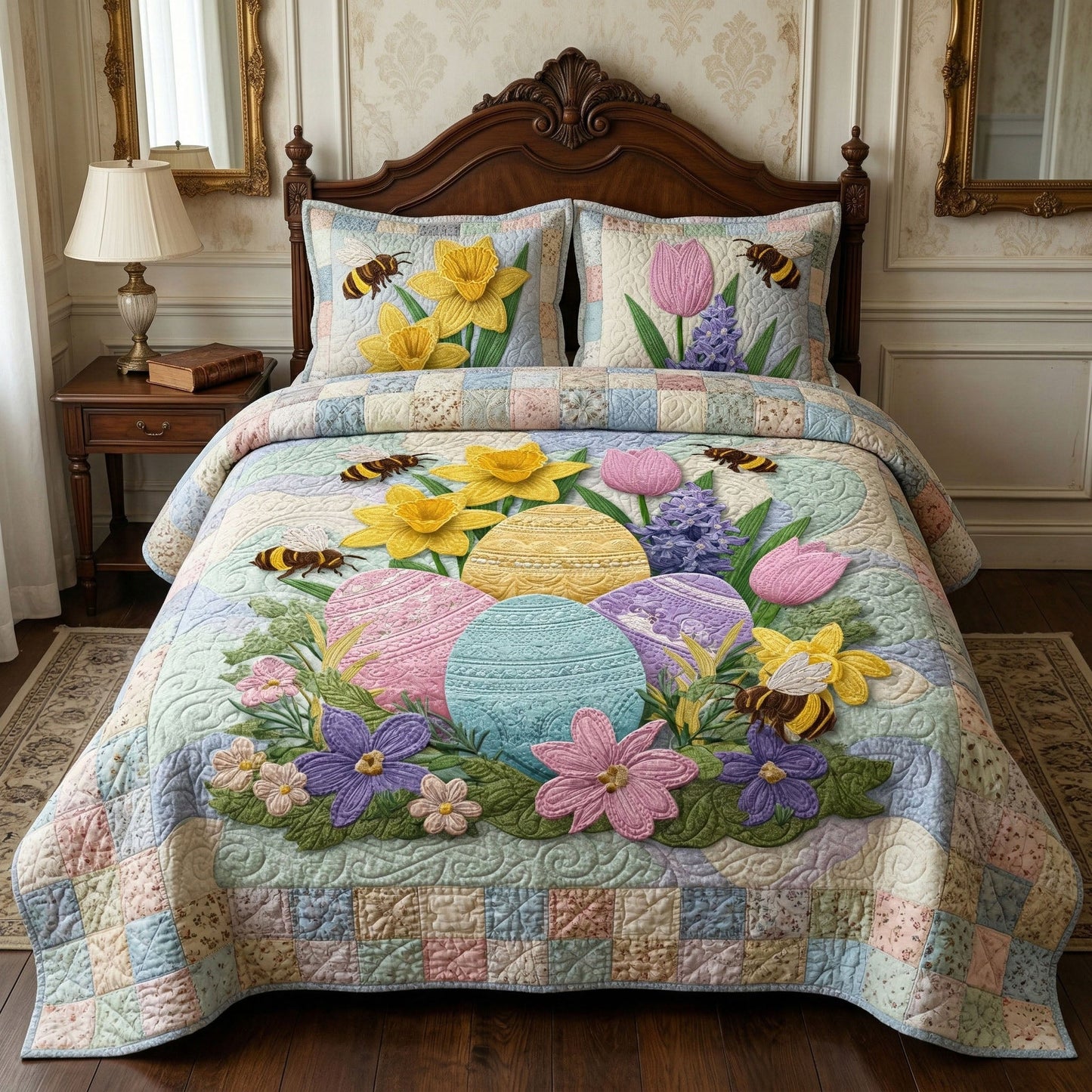 Spring Garden 3-Piece Quilted Bedding Set NCU0NT12409