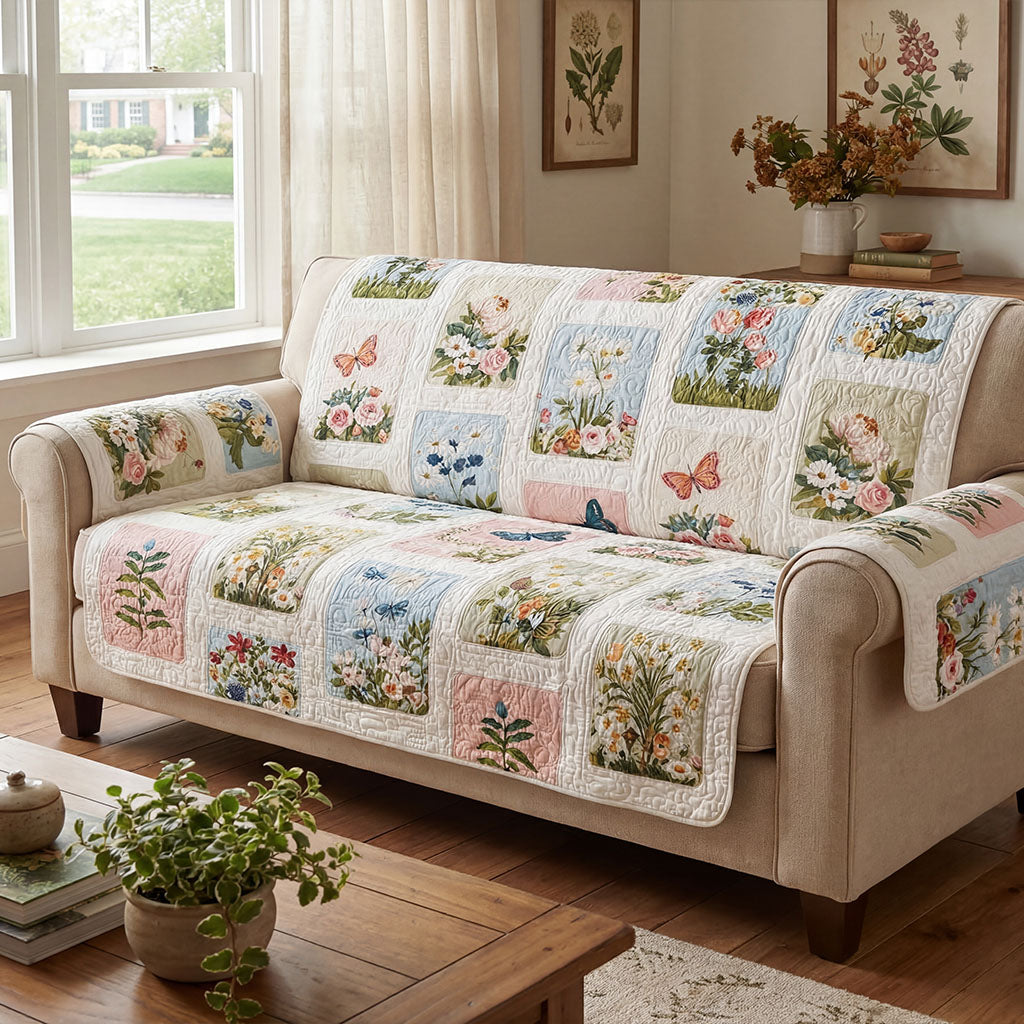 Spring Garden Harmony Quilted Sofa Cover NCU0PT11517