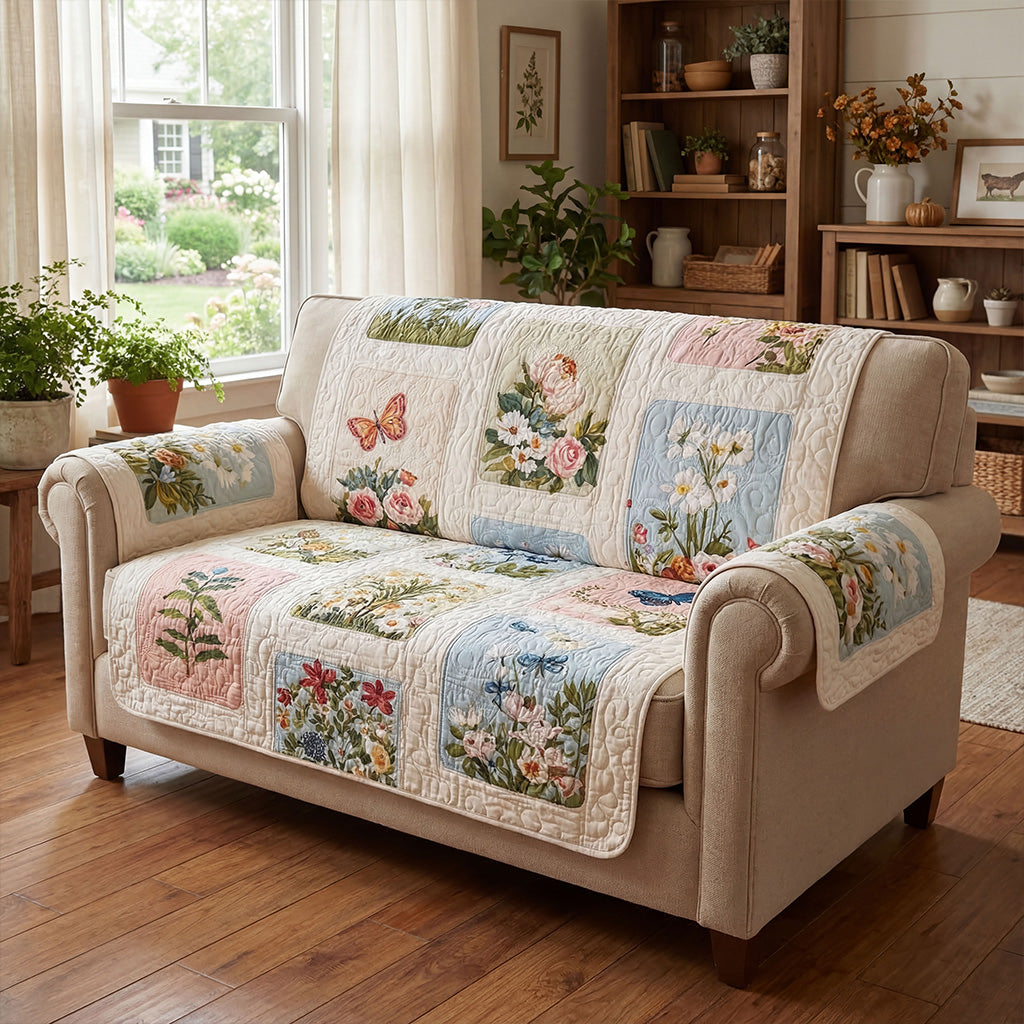 Spring Garden Harmony Quilted Sofa Cover NCU0PT11517