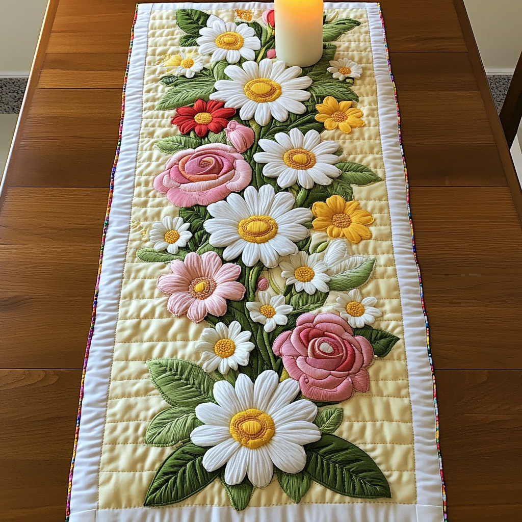 Spring Garden Quilted Table Runner NCU0VH4578