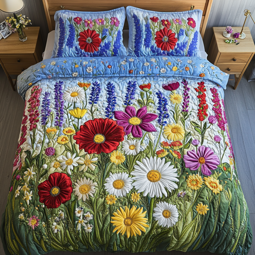 Spring Glory 3-Piece Quilted Bedding Set NCU0VH5611
