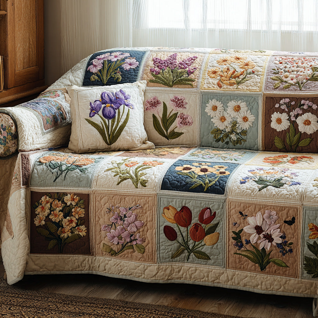 Spring Meadow Grace Quilted Sofa Cover NCU0VL2989