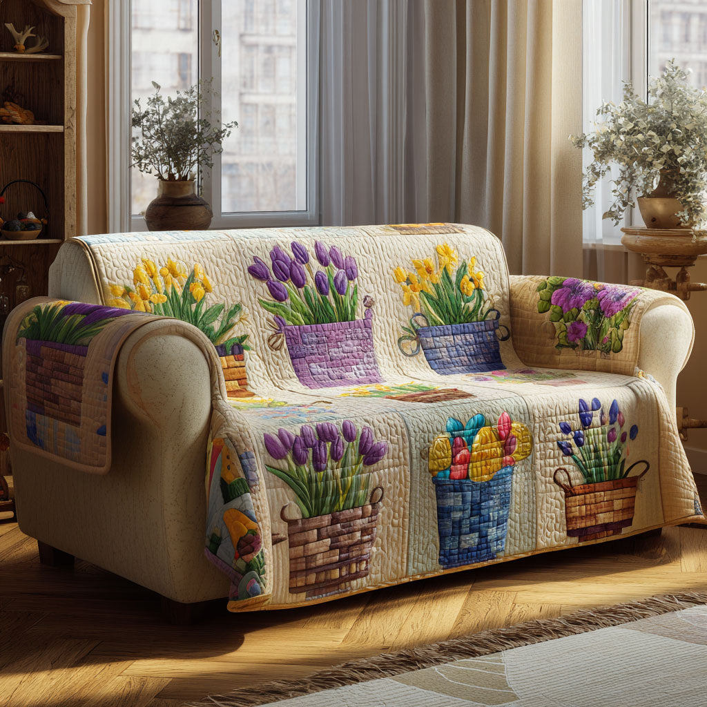 Spring Meadow Joy Quilted Sofa Cover NCU0PT11381