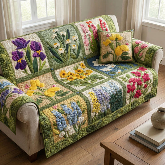 Spring Meadow Quilted Sofa Cover NCU0NT12354
