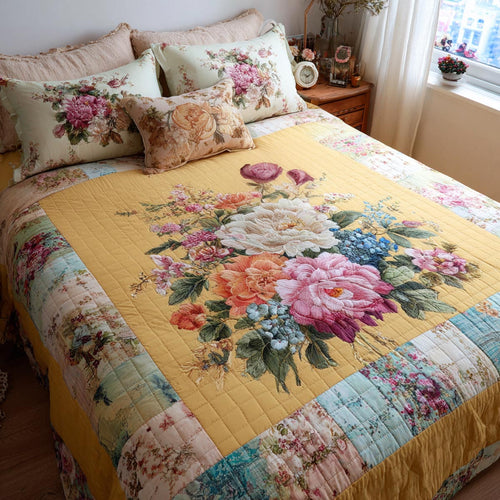 Spring Petals 3-Piece Quilted Bedding Set NCU0DV9340