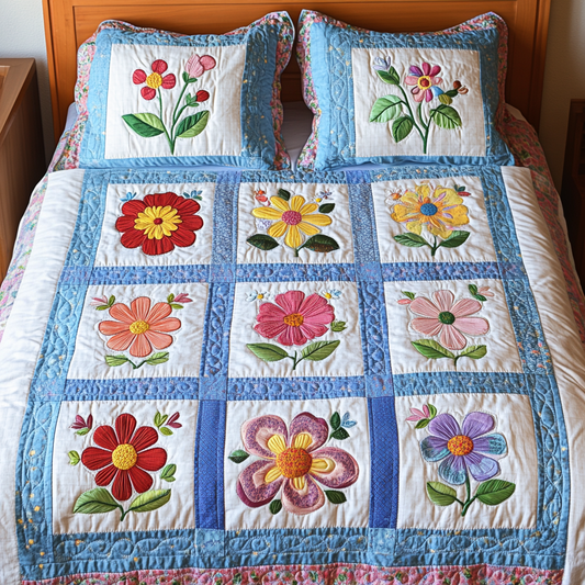 Spring Serenity 3-Piece Quilted Bedding Set NCU0VH3756