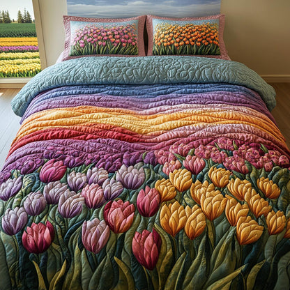 Spring Tulips 3-Piece Quilted Bedding Set NCU0DV9028