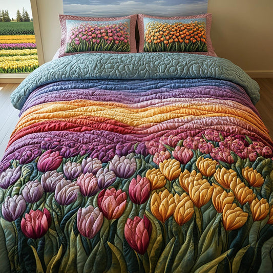 Spring Tulips 3-Piece Quilted Bedding Set NCU0DV9028