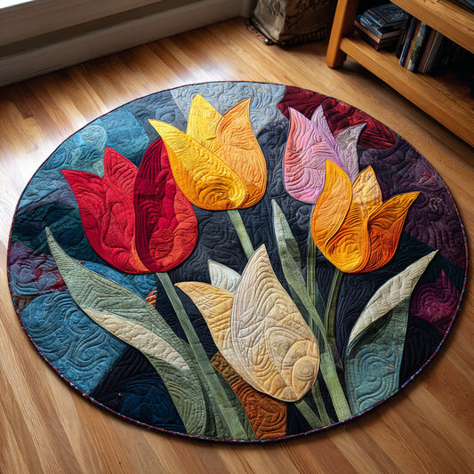 Spring Tulips Quilted Round Mat NCU0HH129
