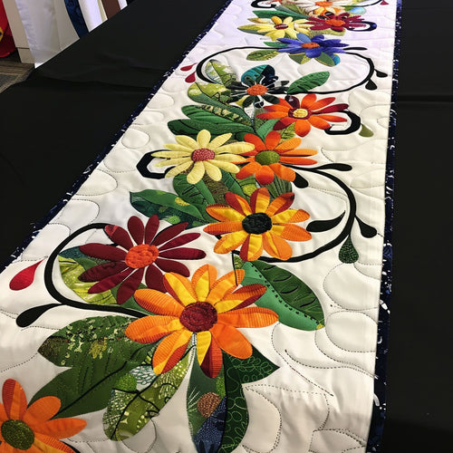 Springtime Floral Quilted Table Runner NCU0TL388