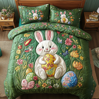 Springtime Bunnies 3-Piece Quilted Bedding Set NCU0VH2948