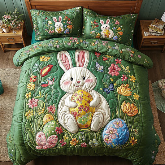 Springtime Bunnies 3-Piece Quilted Bedding Set NCU0VH2948
